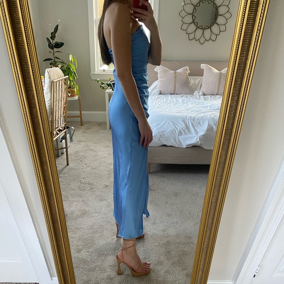 LINE AND DOT midi blue spring summer dress - Picture 2 of 5